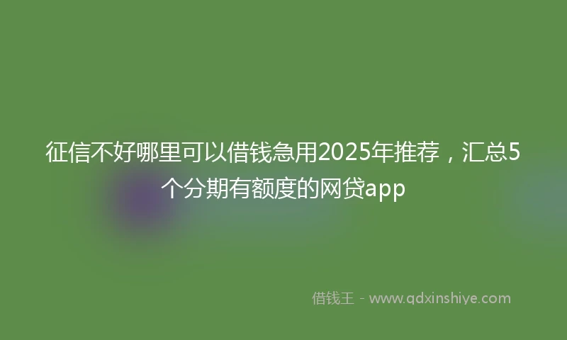 征信不好哪里可以借钱急用2025年推荐，汇总5个分期有额度的网贷app