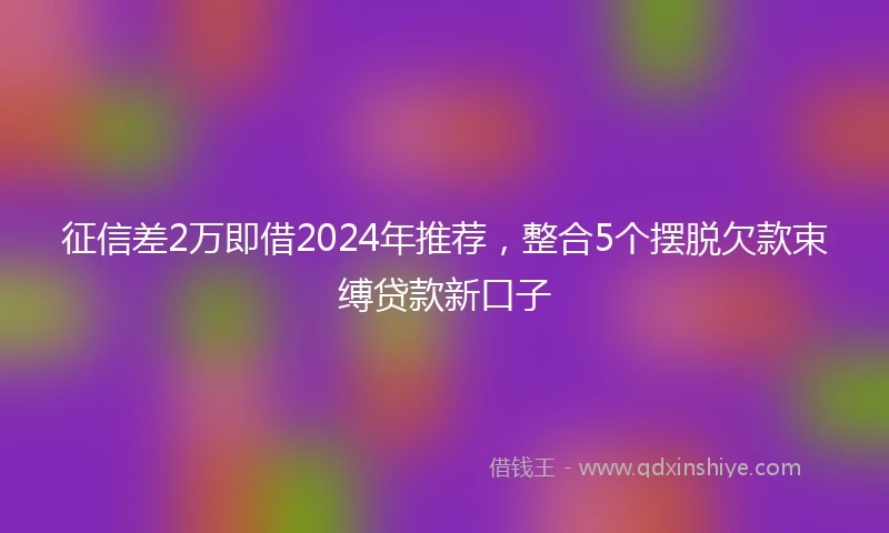 征信差2万即借2024年推荐，整合5个摆脱欠款束缚贷款新口子