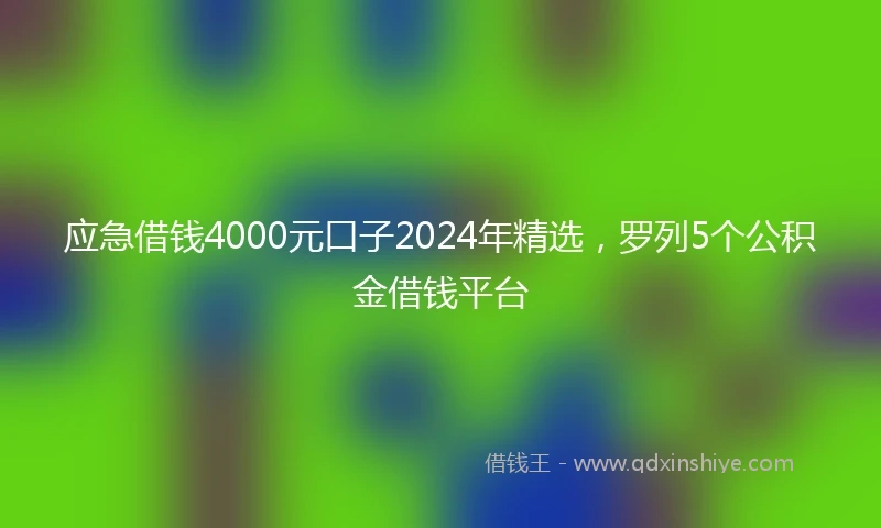 应急借钱4000元口子2024年精选，罗列5个公积金借钱平台