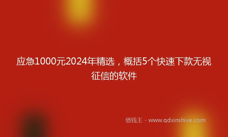 应急1000元2024年精选，概括5个快速下款无视征信的软件