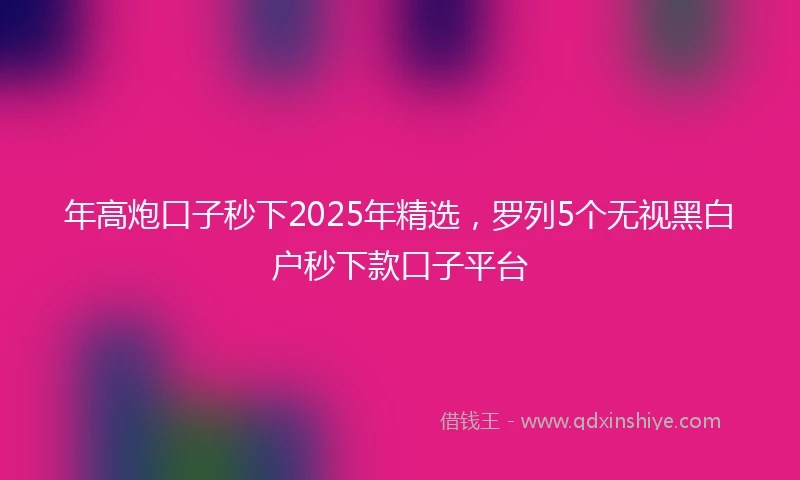 年高炮口子秒下2025年精选，罗列5个无视黑白户秒下款口子平台