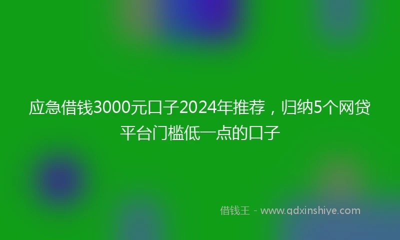 应急借钱3000元口子2024年推荐，归纳5个网贷平台门槛低一点的口子