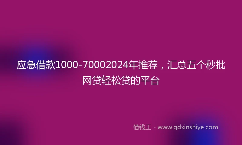 应急借款1000-70002024年推荐，汇总五个秒批网贷轻松贷的平台