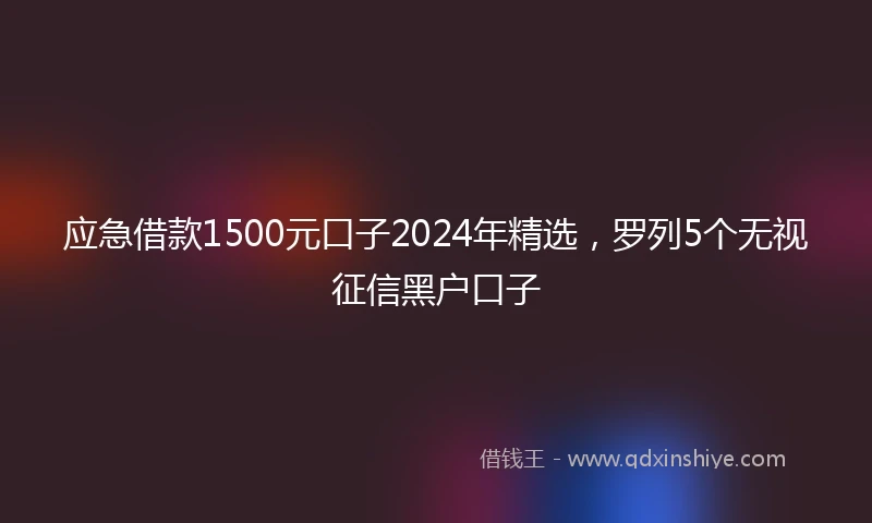 应急借款1500元口子2024年精选，罗列5个无视征信黑户口子