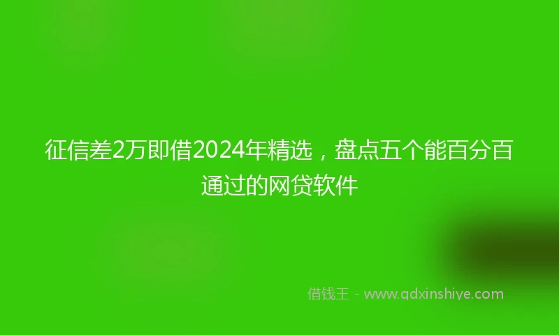 征信差2万即借2024年精选，盘点五个能百分百通过的网贷软件