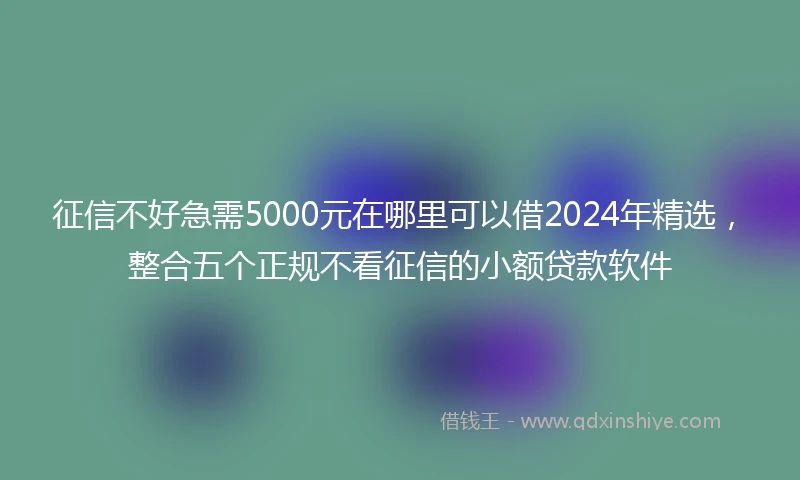 征信不好急需5000元在哪里可以借2024年精选，整合五个正规不看征信的小额贷款软件