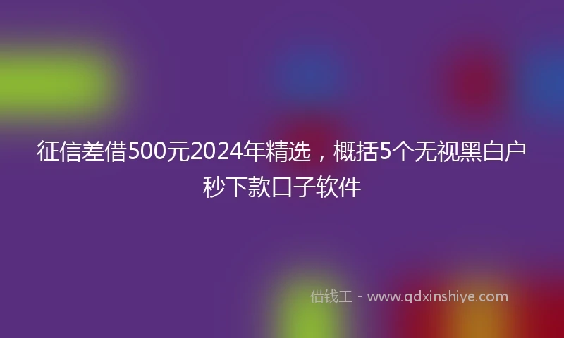 征信差借500元2024年精选，概括5个无视黑白户秒下款口子软件