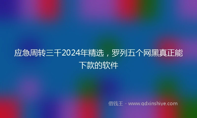 应急周转三千2024年精选，罗列五个网黑真正能下款的软件