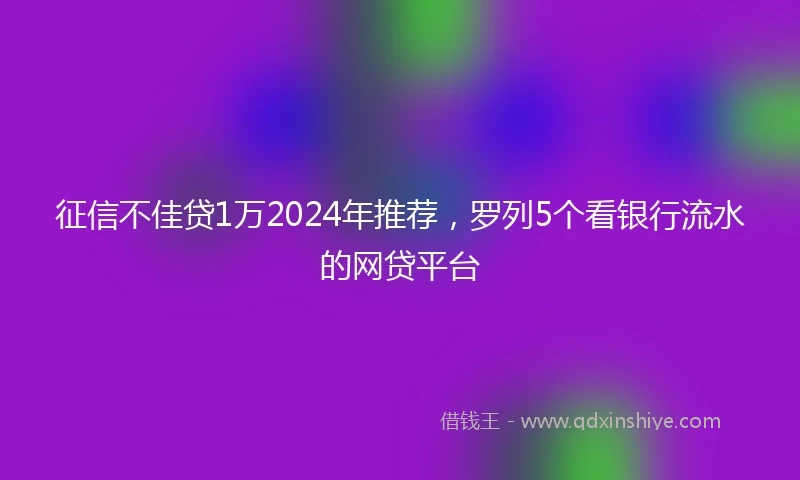 征信不佳贷1万2024年推荐，罗列5个看银行流水的网贷平台