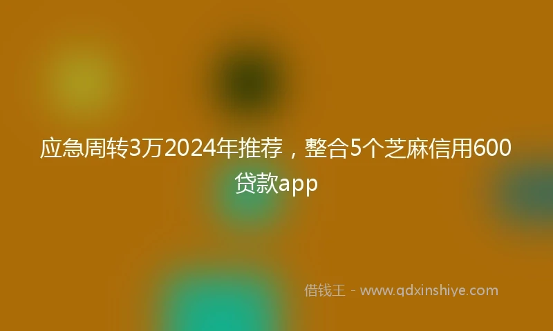 应急周转3万2024年推荐，整合5个芝麻信用600贷款app