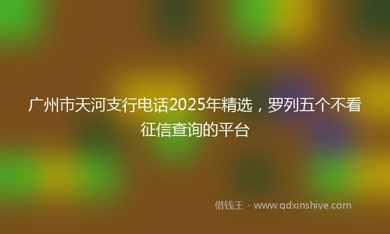 广州市天河支行电话2025年精选，罗列五个不看征信查询的平台