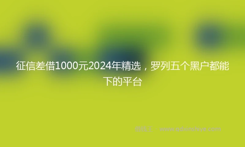 征信差借1000元2024年精选，罗列五个黑户都能下的平台