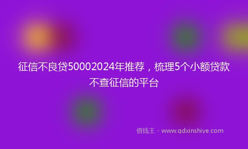 征信不良贷50002024年推荐，梳理5个小额贷款不查征信的平台