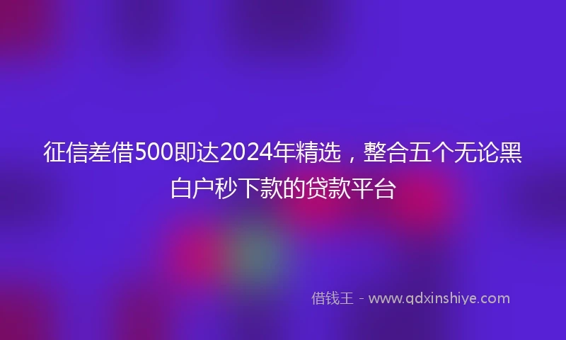 征信差借500即达2024年精选，整合五个无论黑白户秒下款的贷款平台