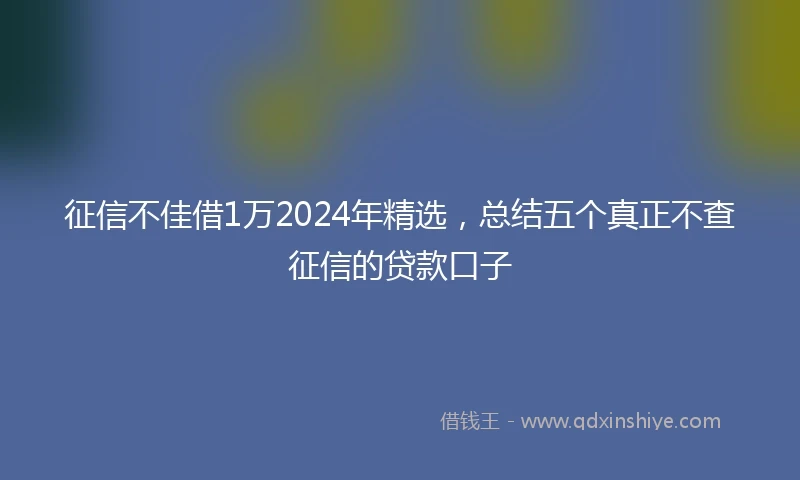 征信不佳借1万2024年精选，总结五个真正不查征信的贷款口子