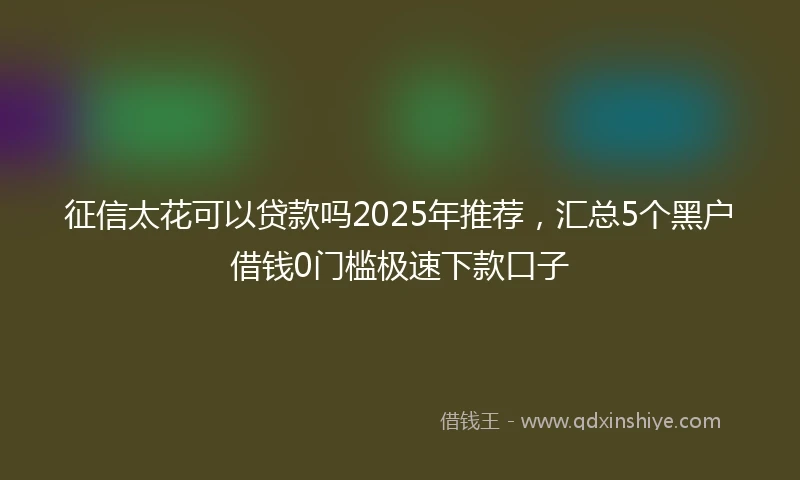 征信太花可以贷款吗2025年推荐，汇总5个黑户借钱0门槛极速下款口子