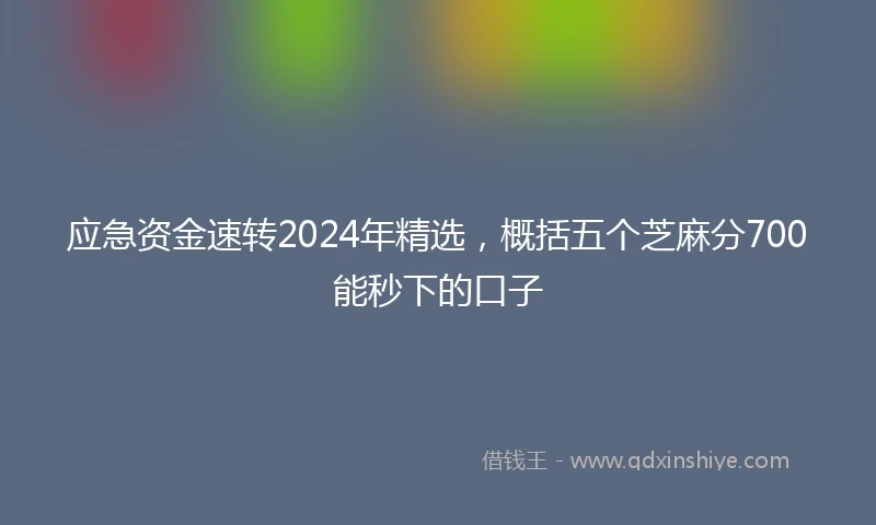 应急资金速转2024年精选，概括五个芝麻分700能秒下的口子