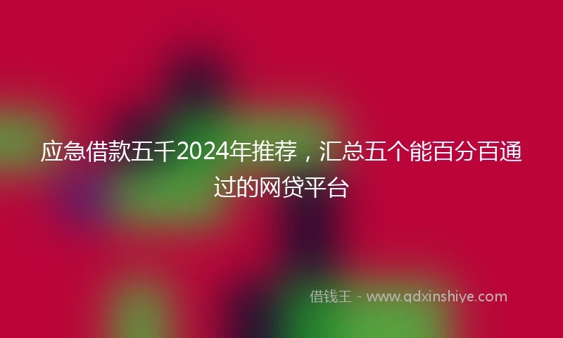 应急借款五千2024年推荐，汇总五个能百分百通过的网贷平台