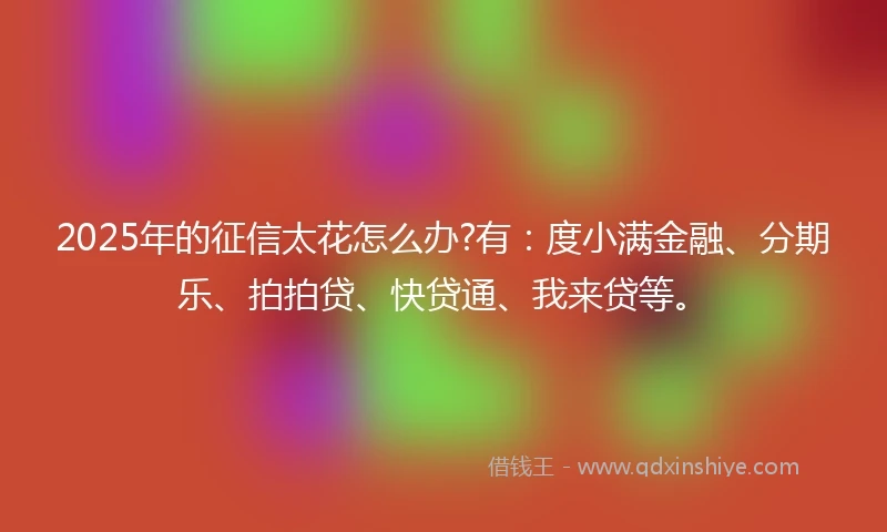 2025年的征信太花怎么办?有：度小满金融、分期乐、拍拍贷、快贷通、我来贷等。