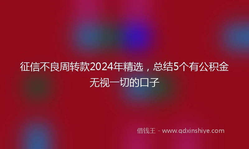 征信不良周转款2024年精选，总结5个有公积金无视一切的口子