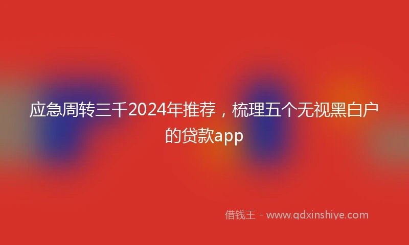 应急周转三千2024年推荐，梳理五个无视黑白户的贷款app