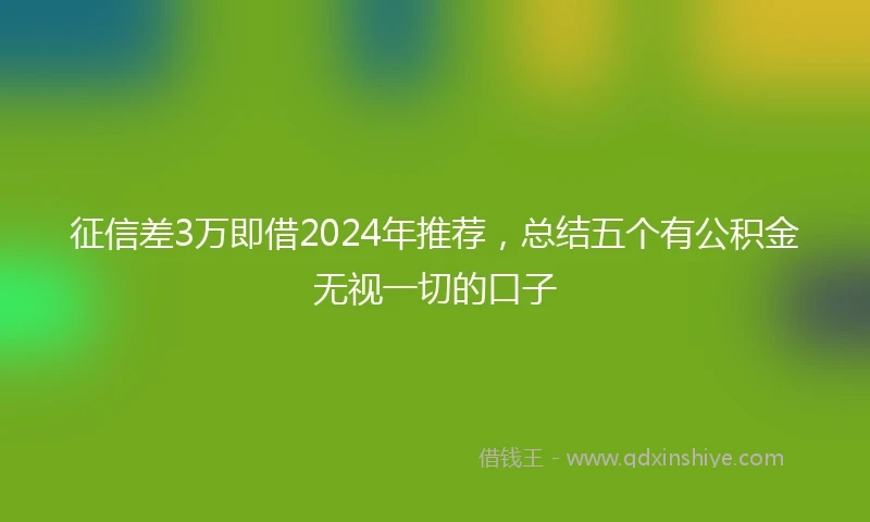 征信差3万即借2024年推荐，总结五个有公积金无视一切的口子