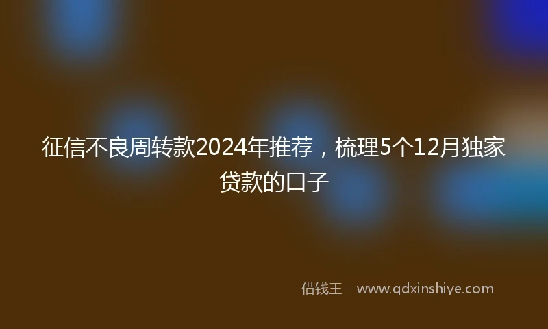 征信不良周转款2024年推荐，梳理5个12月独家贷款的口子
