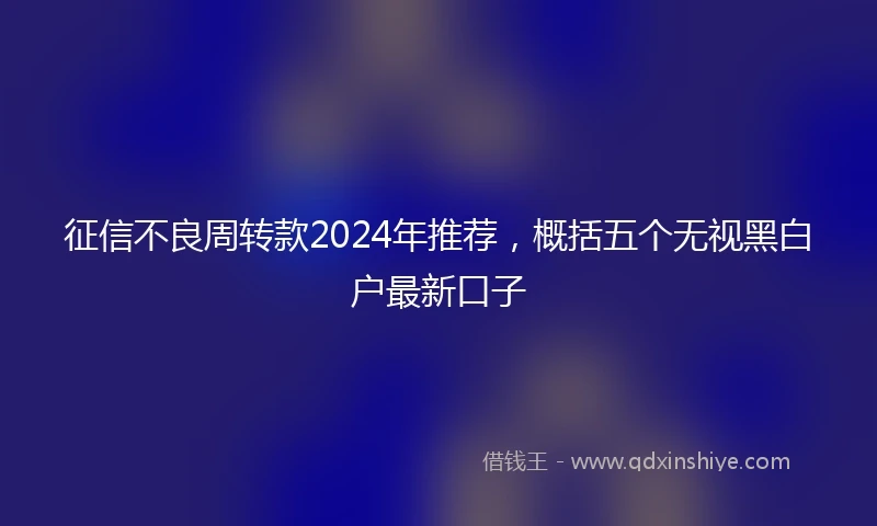 征信不良周转款2024年推荐，概括五个无视黑白户最新口子
