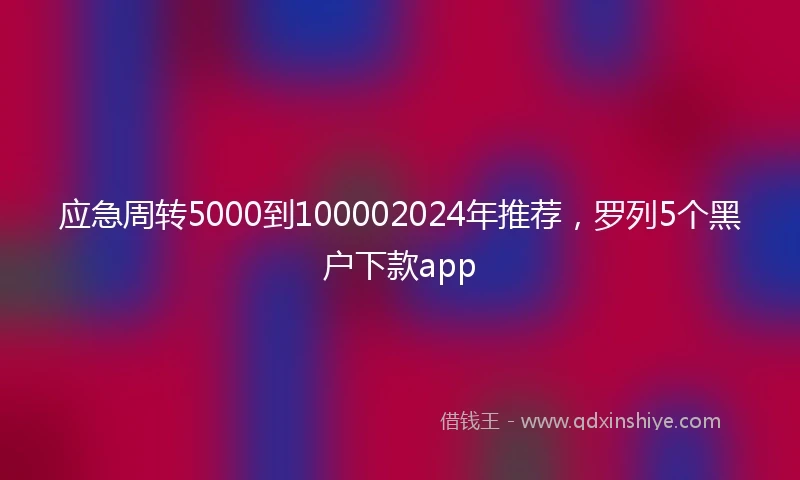 应急周转5000到100002024年推荐，罗列5个黑户下款app