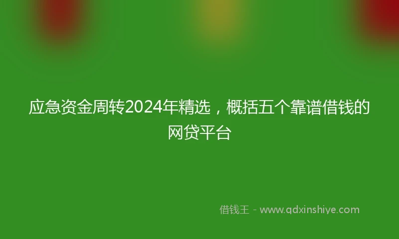 应急资金周转2024年精选，概括五个靠谱借钱的网贷平台