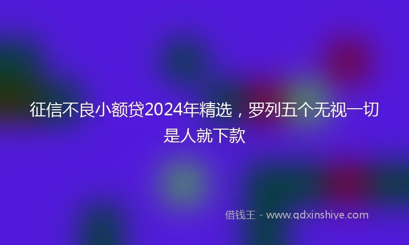 征信不良小额贷2024年精选，罗列五个无视一切是人就下款