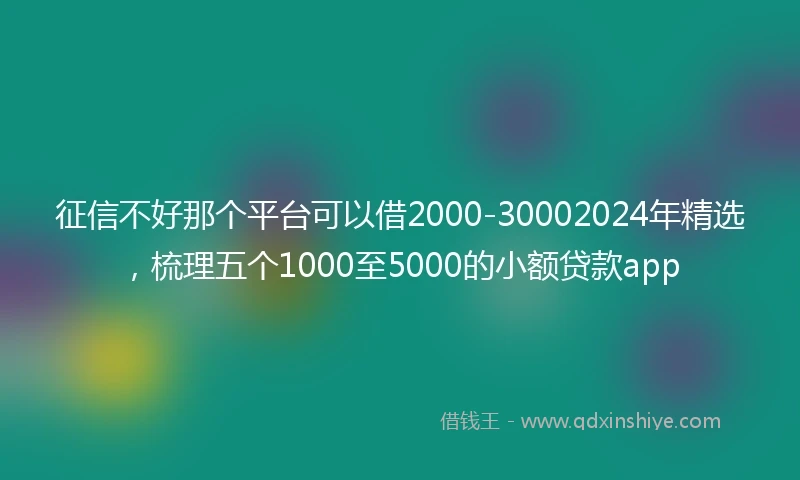 征信不好那个平台可以借2000-30002024年精选，梳理五个1000至5000的小额贷款app