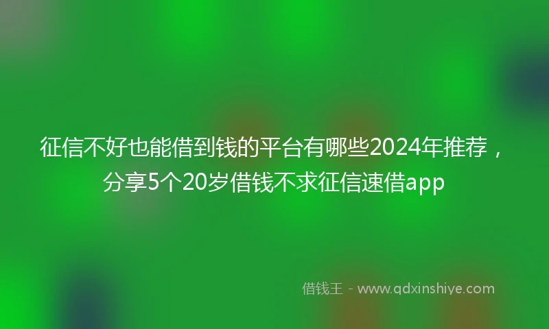 征信不好也能借到钱的平台有哪些2024年推荐，分享5个20岁借钱不求征信速借app