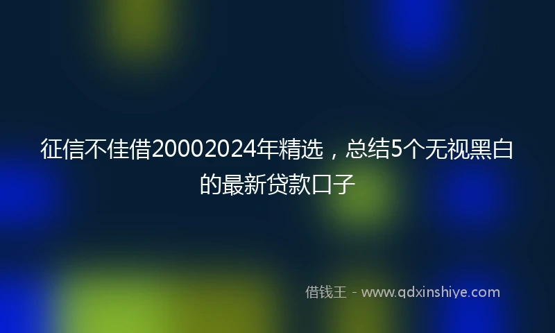 征信不佳借20002024年精选，总结5个无视黑白的最新贷款口子