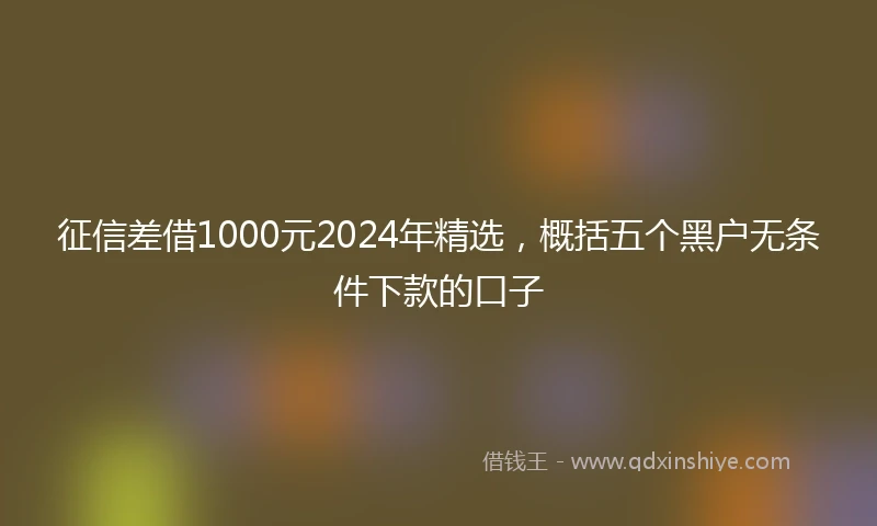 征信差借1000元2024年精选，概括五个黑户无条件下款的口子