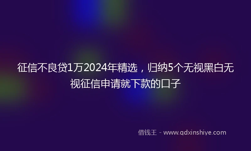 征信不良贷1万2024年精选，归纳5个无视黑白无视征信申请就下款的口子
