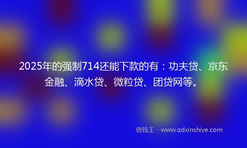 2025年的强制714还能下款的有：功夫贷、京东金融、滴水贷、微粒贷、团贷网等。