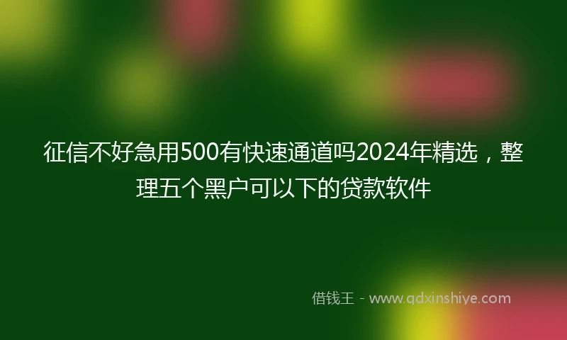 征信不好急用500有快速通道吗2024年精选，整理五个黑户可以下的贷款软件