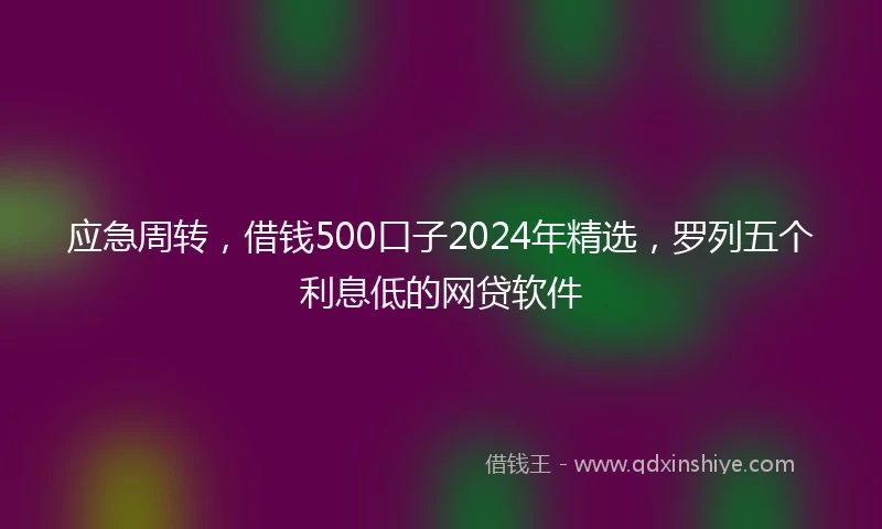 应急周转，借钱500口子2024年精选，罗列五个利息低的网贷软件