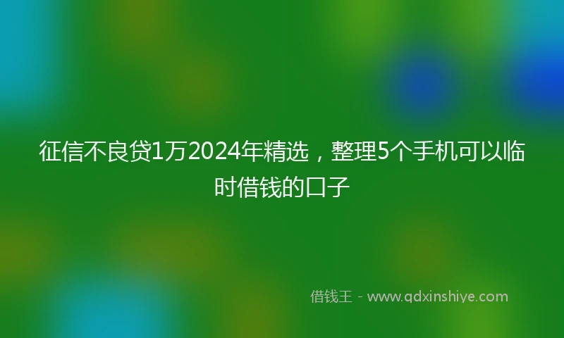 征信不良贷1万2024年精选，整理5个手机可以临时借钱的口子