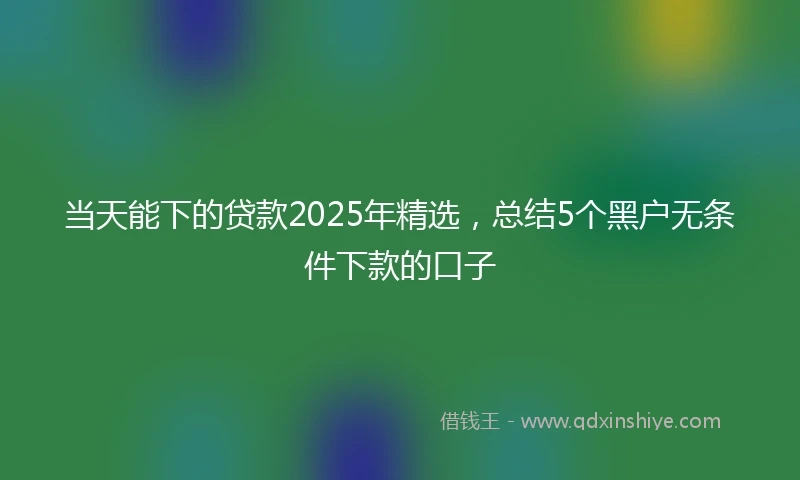 当天能下的贷款2025年精选，总结5个黑户无条件下款的口子