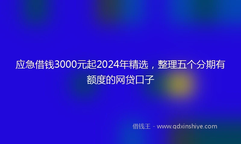 应急借钱3000元起2024年精选，整理五个分期有额度的网贷口子