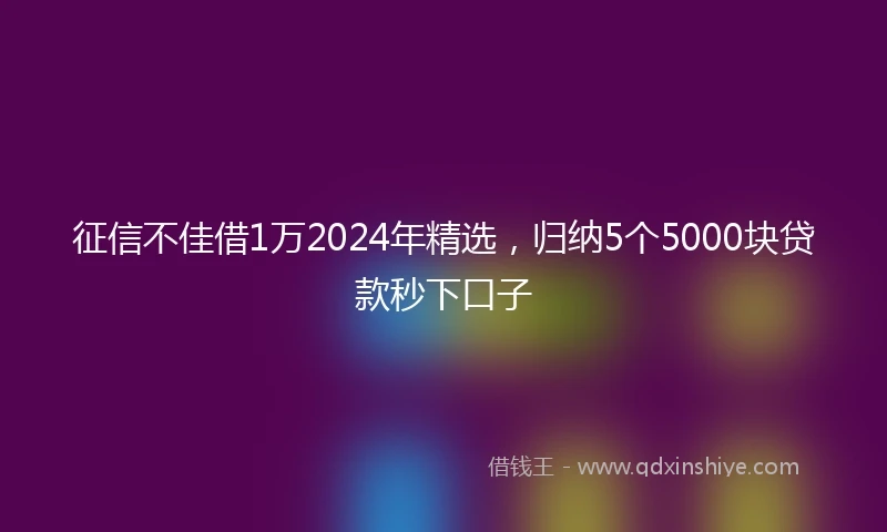 征信不佳借1万2024年精选，归纳5个5000块贷款秒下口子