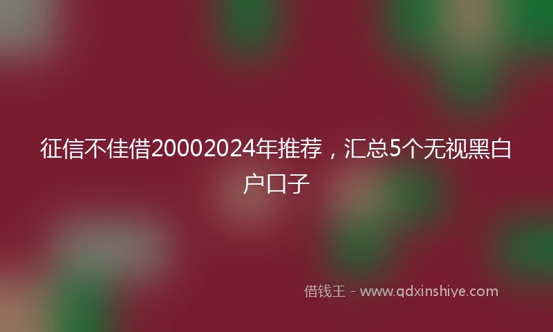 征信不佳借20002024年推荐，汇总5个无视黑白户口子