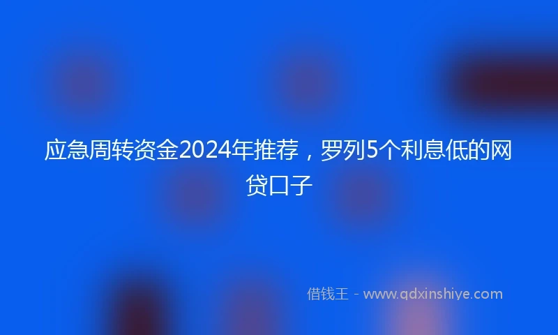 应急周转资金2024年推荐，罗列5个利息低的网贷口子
