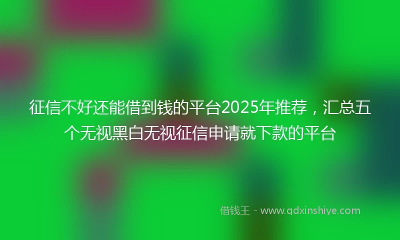 征信不好还能借到钱的平台2025年推荐，汇总五个无视黑白无视征信申请就下款的平台