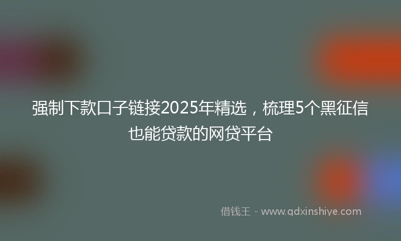 强制下款口子链接2025年精选，梳理5个黑征信也能贷款的网贷平台