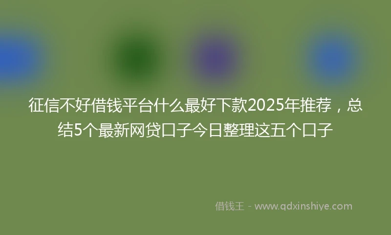 征信不好借钱平台什么最好下款2025年推荐，总结5个最新网贷口子今日整理这五个口子