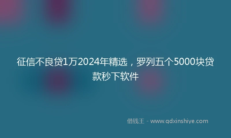征信不良贷1万2024年精选，罗列五个5000块贷款秒下软件