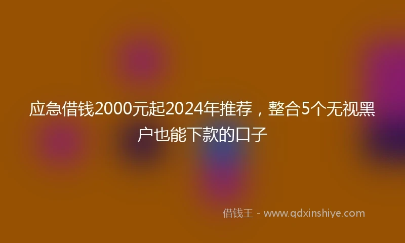 应急借钱2000元起2024年推荐，整合5个无视黑户也能下款的口子
